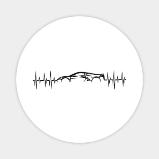 C8 Corvette Heartbeat Black Supercar EKG Sports Car Heart Beat Line Racecar Pulse Magnet